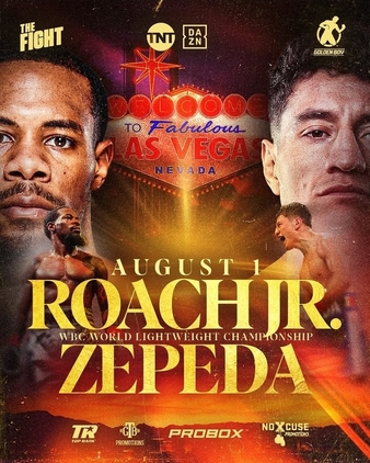Official Roach Jr vs Zepeda event poster featuring the August 1 Las Vegas card. Image via Tapology.