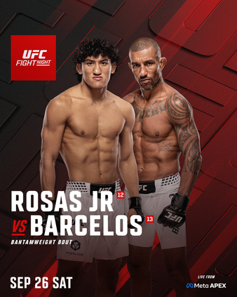 UFC Fight Night: Rosas Jr. vs. Barcelos Poster - UFC Fight Analytics
